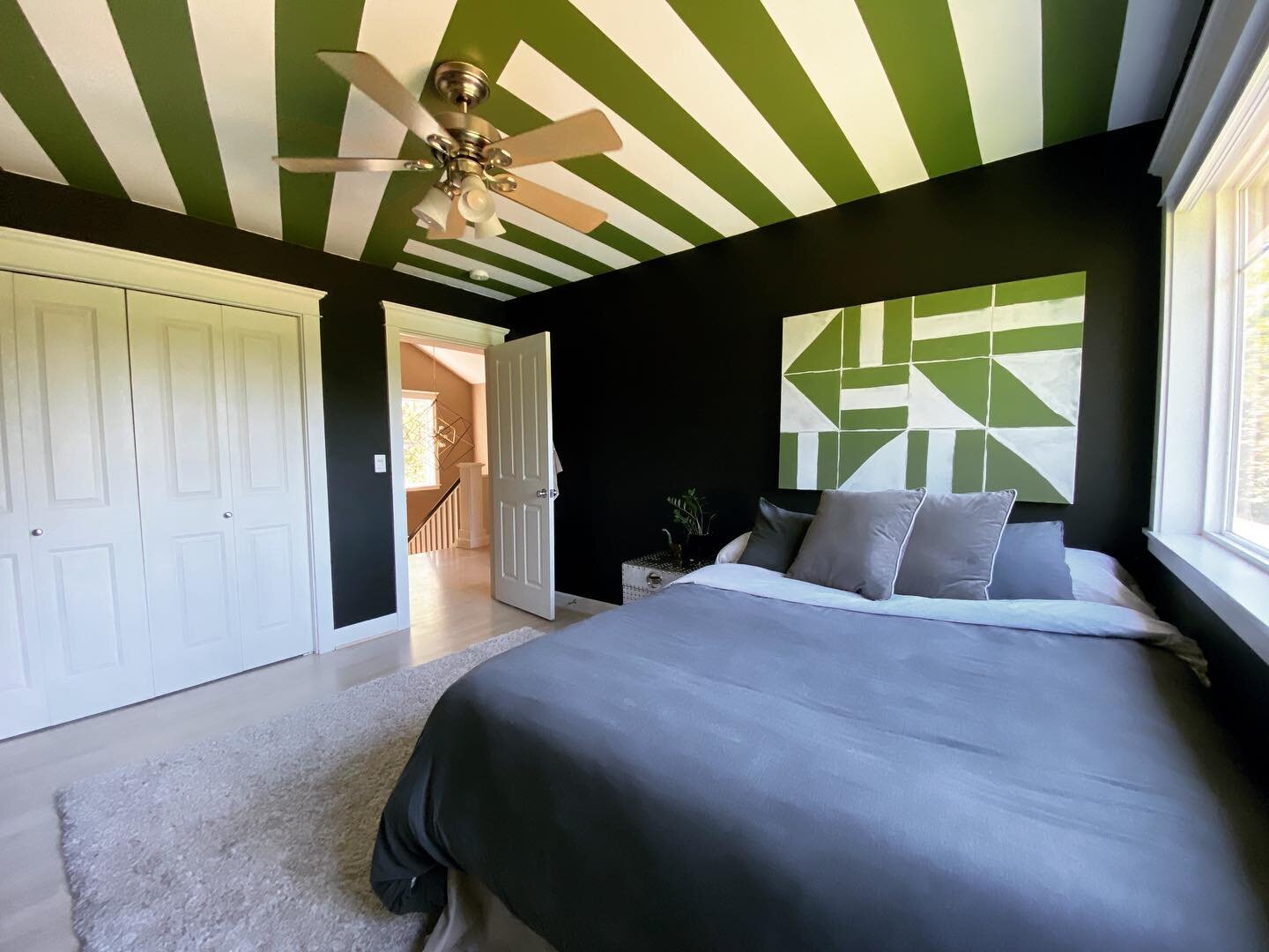 Check out our blog post on how to paint your own ceilings. #paint #ceiling #homedesign #dyi #kidsbedroom #boybedroom #bainbridgeisland #kitsap #silverdale #bremerton #poulsbo