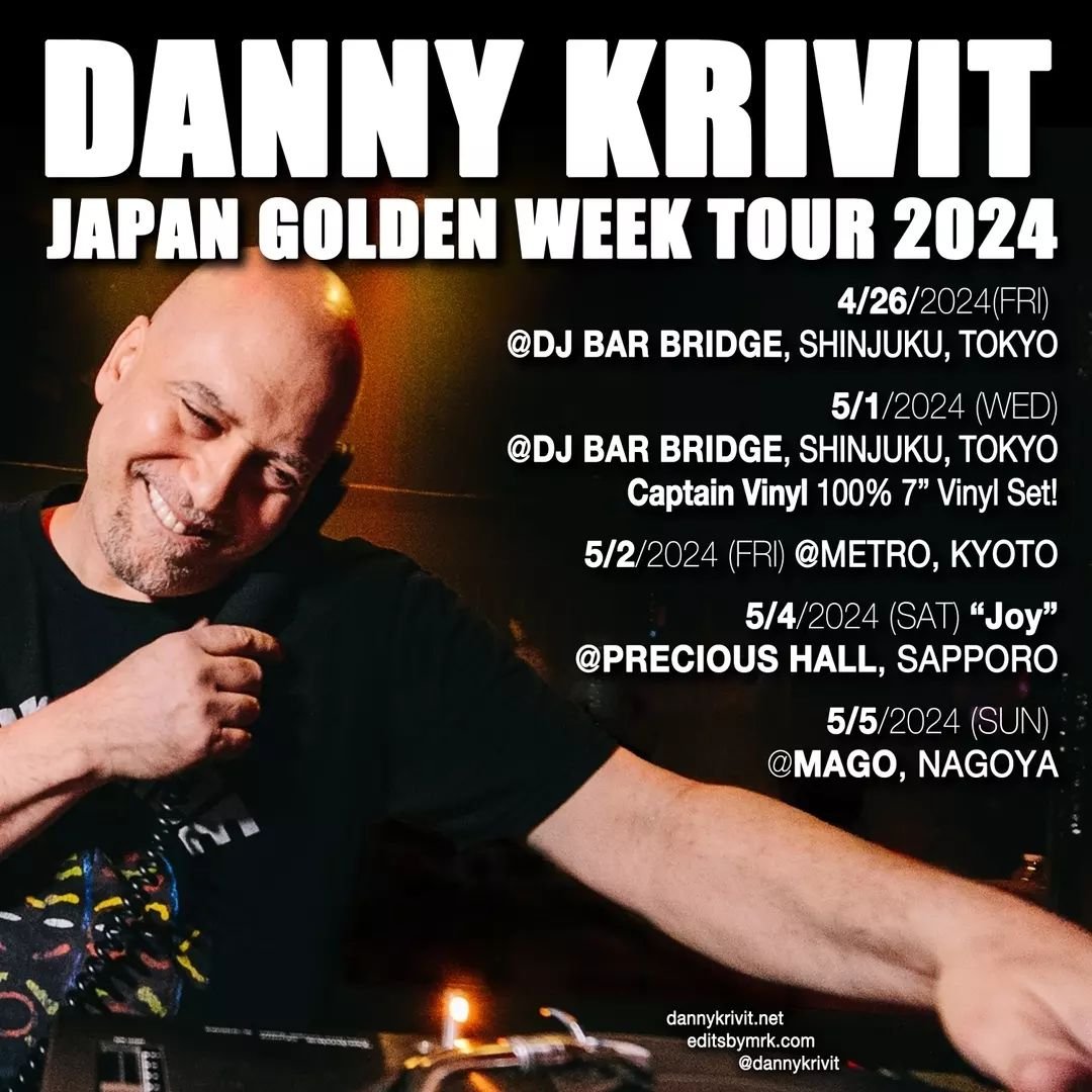 See you all in JAPAN next week! 

DANNY KRIVIT JAPAN GOLDEN WEEK TOUR 2024! 
Friday, April 26th to Sunday, May 5th. 
Tokyo, Kyoto, Sapporo, Nagoya. 
Full Detail &amp; Tickets: https://tinyurl.com/2vrrnj59
So looking forward to it. Danny :)

4/26/24 F