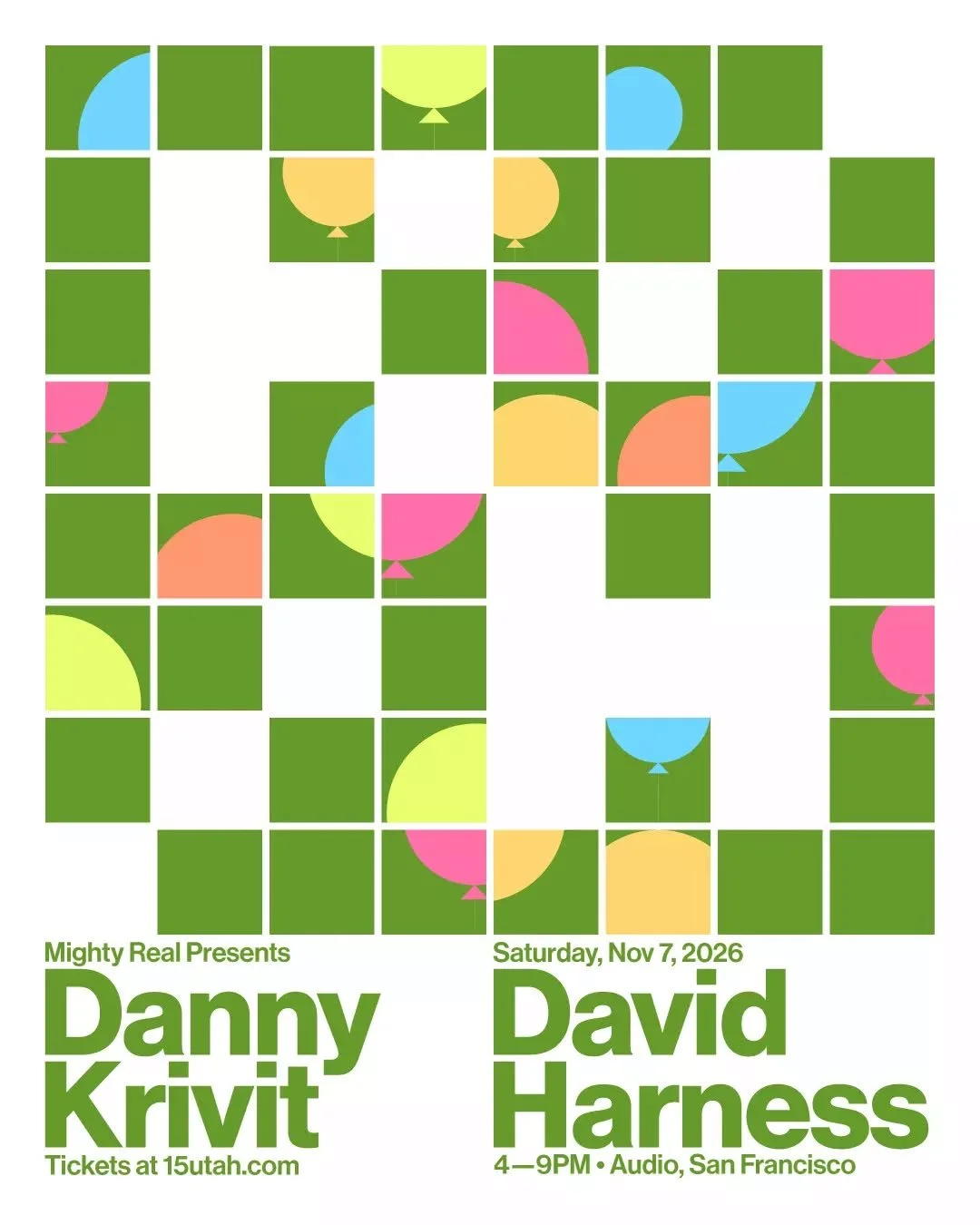 San Francisco! Saturday, November 7, 2026 @mightyreal.presents w/ special guest Danny Krivit &amp; David Harness @ AUDIO 4-9pm. Look forward to seeing you, Danny :)

Tickets: Link in bio
https://tinyurl.com/yvna2ed5

@dannykrivit 
Schedule &amp; Rele