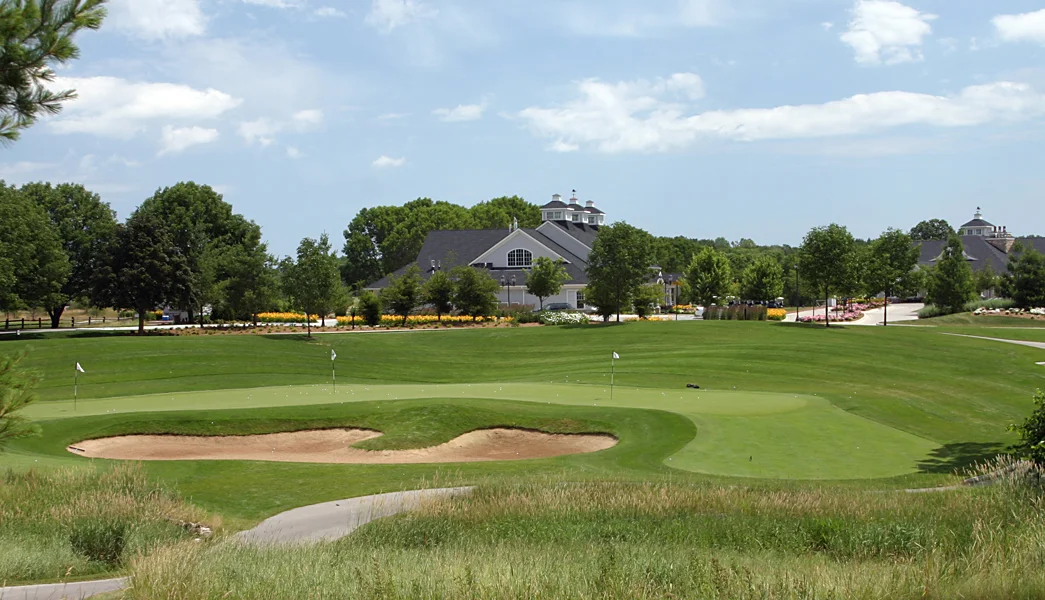 The practice green at The Bull at Pinehurst Farms, Sheboygan Falls, WI.