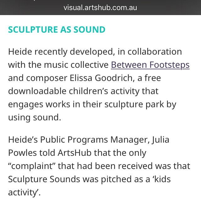 Check us out in an @_artshub feature &quot;Making sense of the visitor experience&quot; with @statesofplayfrommelbourne and @explosurepics #sculpturesounds  #artsounds http://visual.artshub.com.au/news-article/features/museums/gina-fairley/making-%E2
