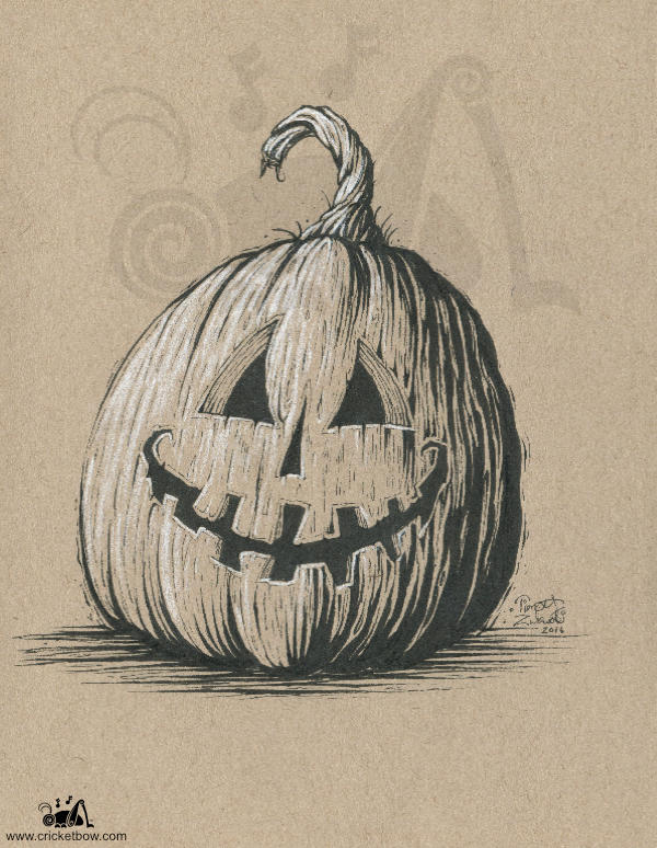 Jack O'Lantern on toned paper