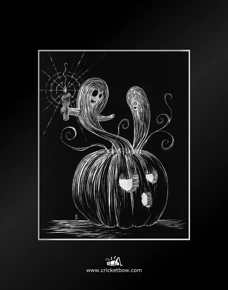 Ghosts in a Jack O'Lantern Original Art — CricketBow Design