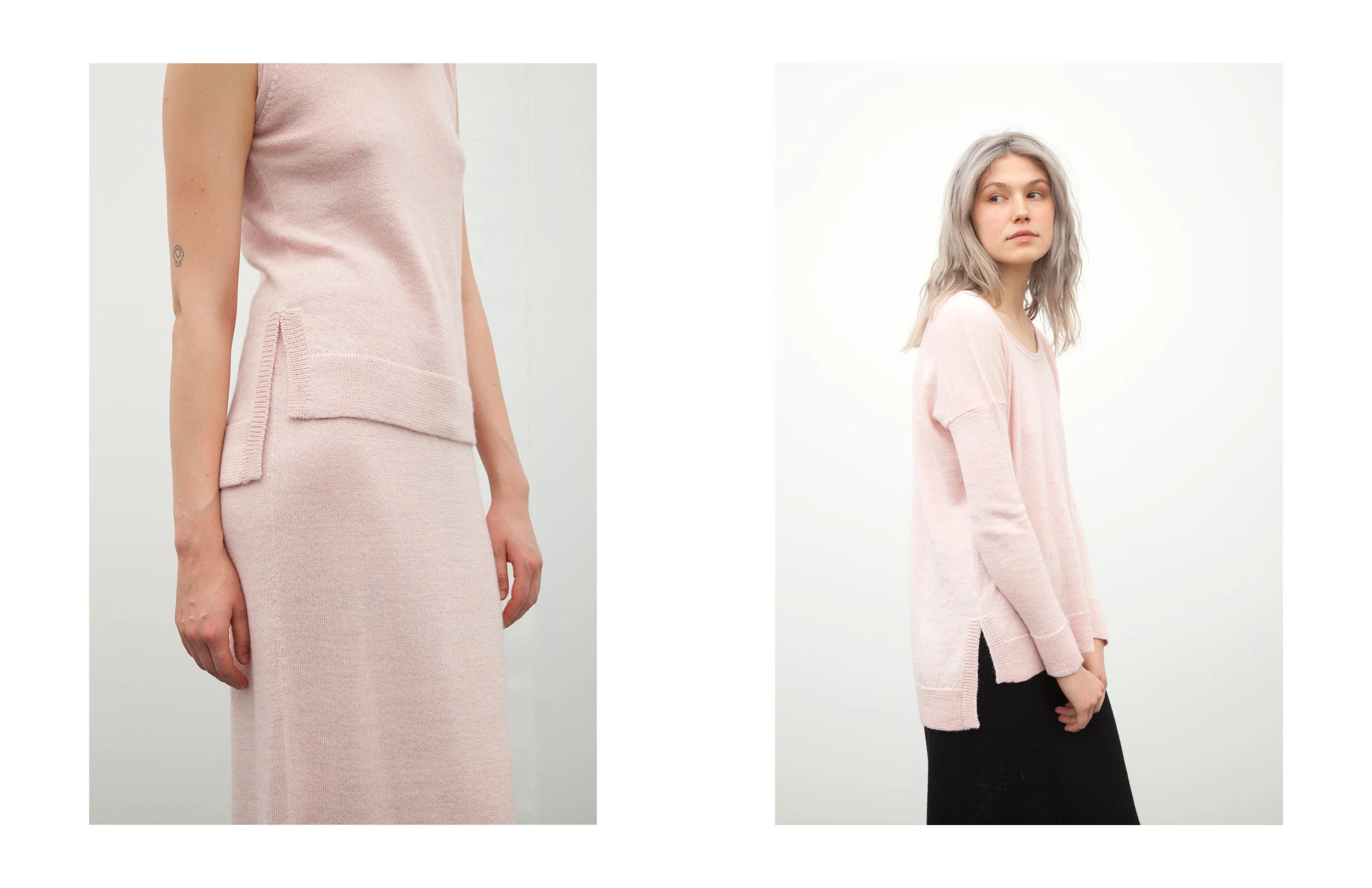 marcia tank: pink / kayla skirt: pink sally pullover: pink / kayla skirt: black