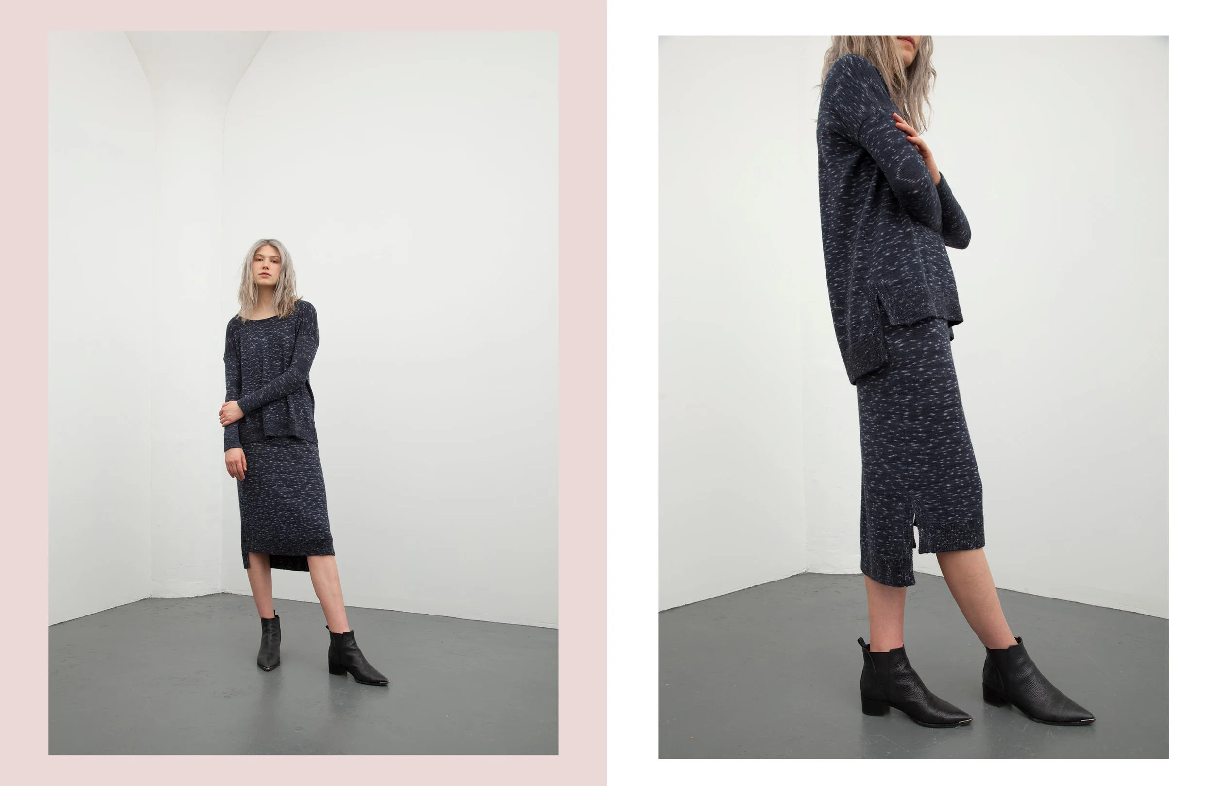 sally pullover: indigo / kayla skirt: indigo
