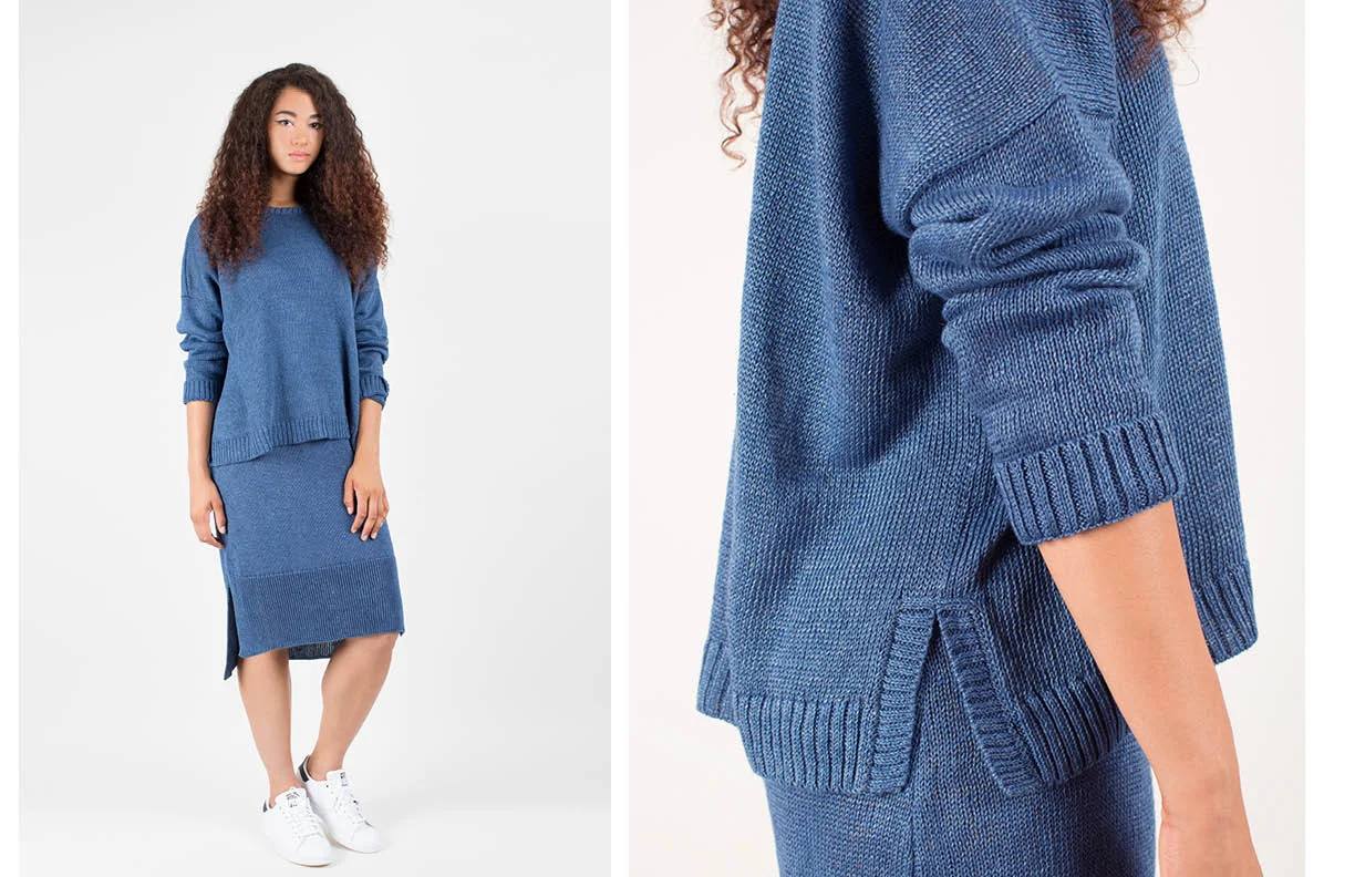 mitzi pullover: indigo / kayla skirt: indigo