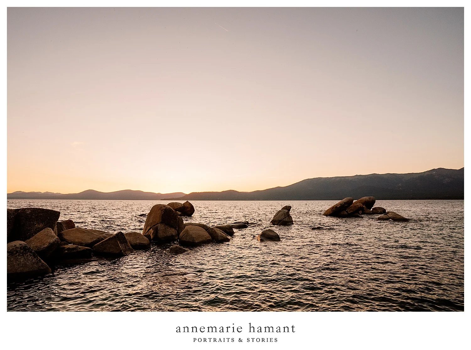 Beautiful sunset at Sand Harbor Lake Tahoe.