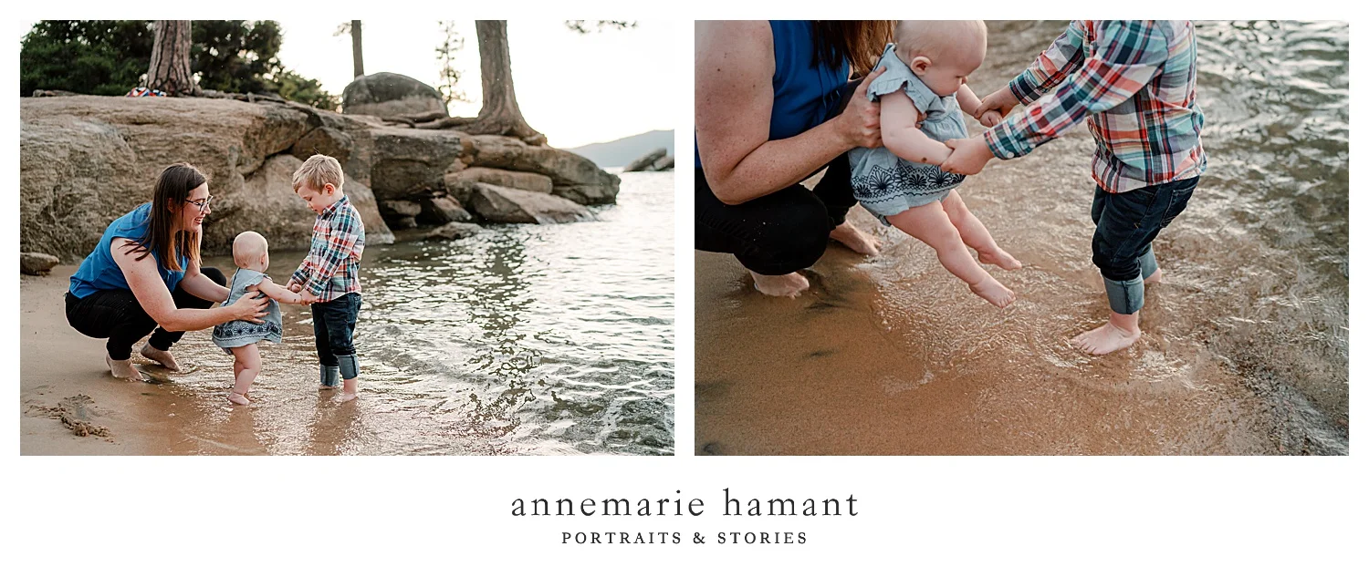 Capturing children at play in Sand Harbor, Lake Tahoe.
