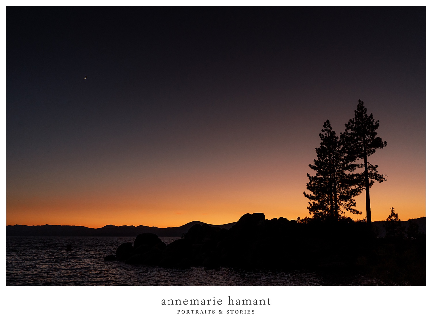 Sunset glow over lake tahoe.