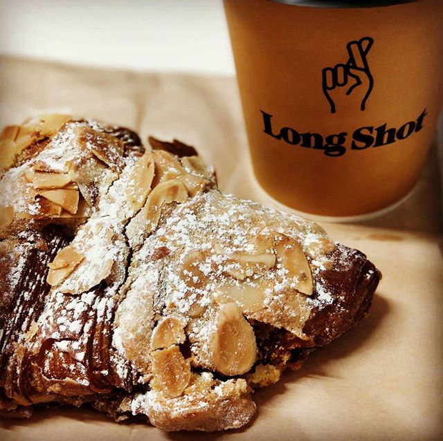 My #morningelixir from #longshotcafe and an #almondcroissant this fine #Friday
#happyfriday everyone!