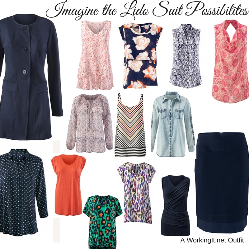 Which will you choose? Lido Jacket , Bella Top , Blossom Top , Plaza Top , Vita Blouse , Siena Blouse , Linea Cami , Bardot Shirt , Martini Top , U-Neck Tee , Rita Top , Plume Top , Sleeveless Double Drape Tee , and the Lido Skirt .