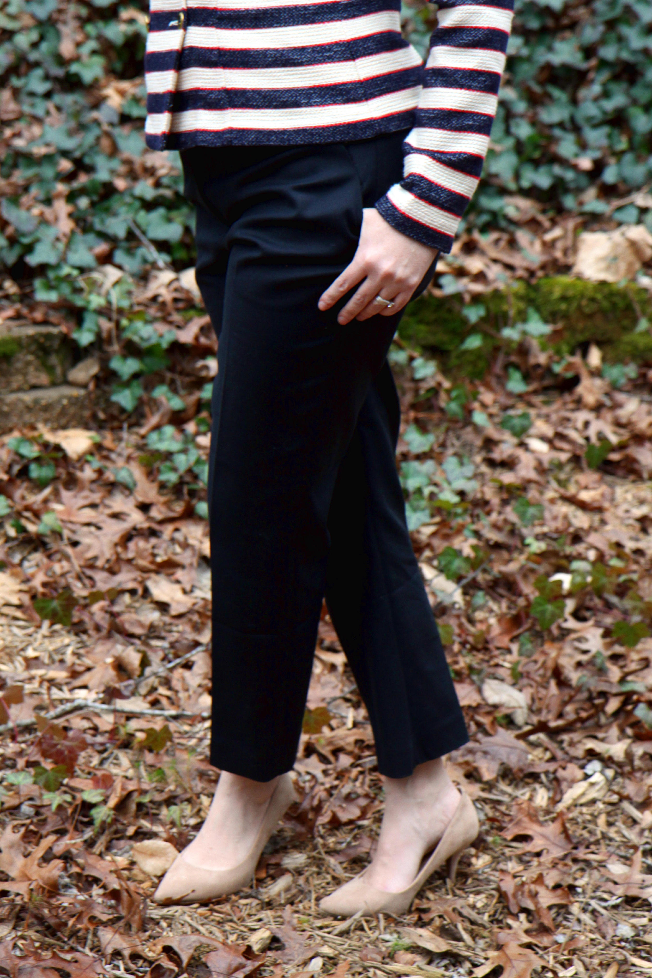 Outfit: Go-To Trouser , Cruise Jacket , and older Target suede pumps.