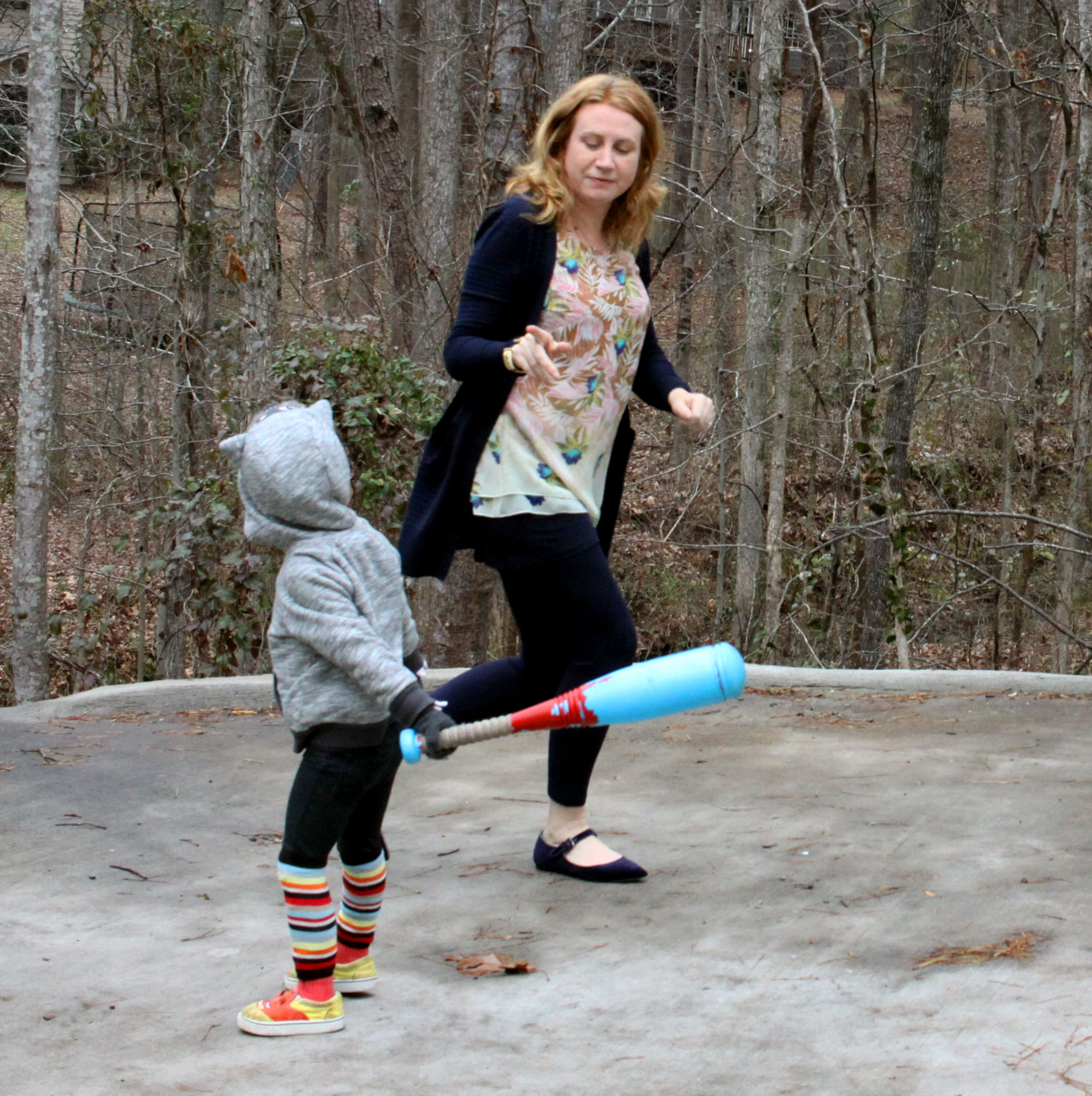 Some of these are perfect for play too. My son is showing off his own styling flair! My outfit: M’Leggings, Classic Cardigan , Parlor Top, Sea Knot Necklace , and the Seahorse Cuff from cabi Spring 2017, with Pointed Mary Jane Velvet Flats from Canvas by Lands' End.