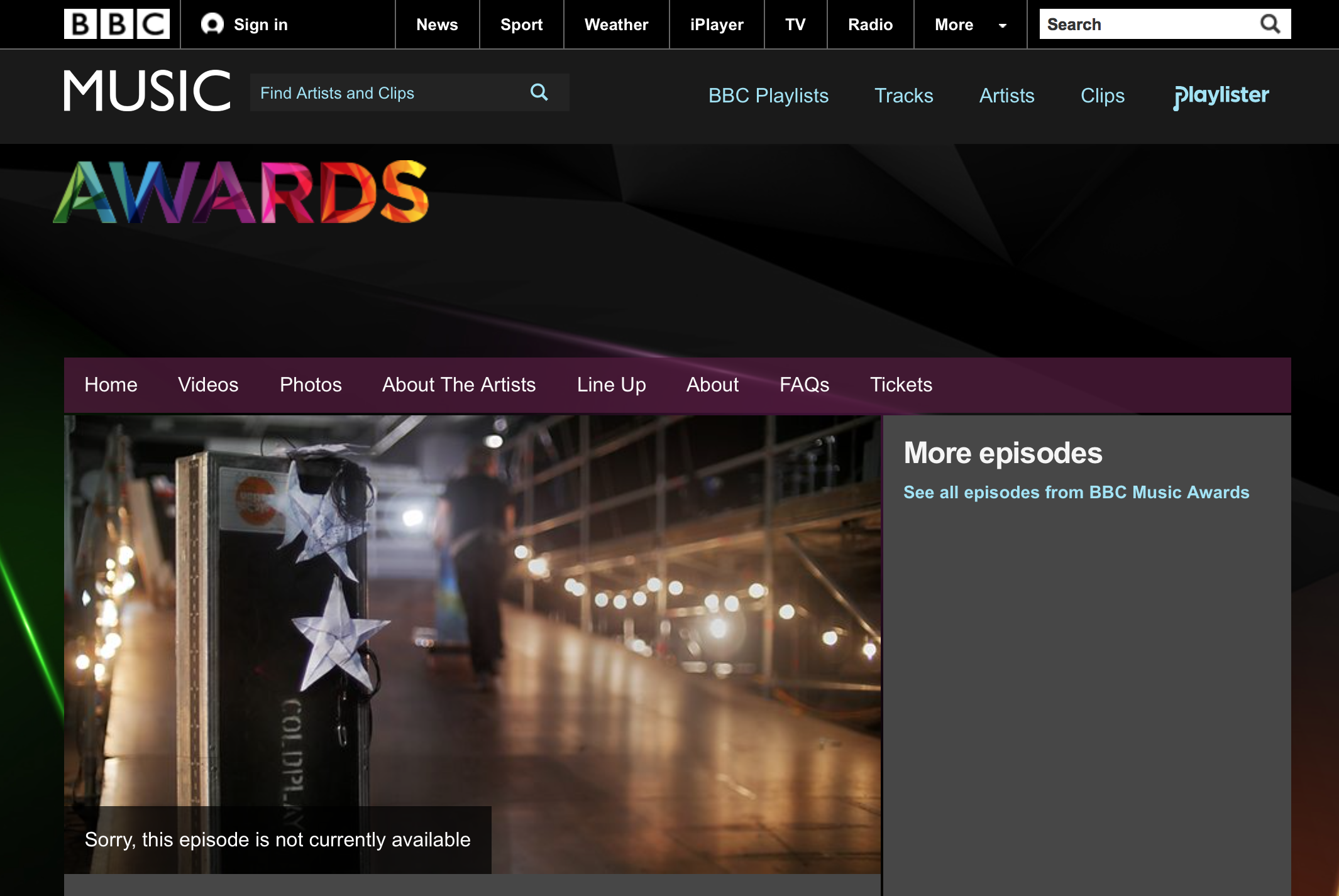 Publicity shot for BBC Music Awards 2014