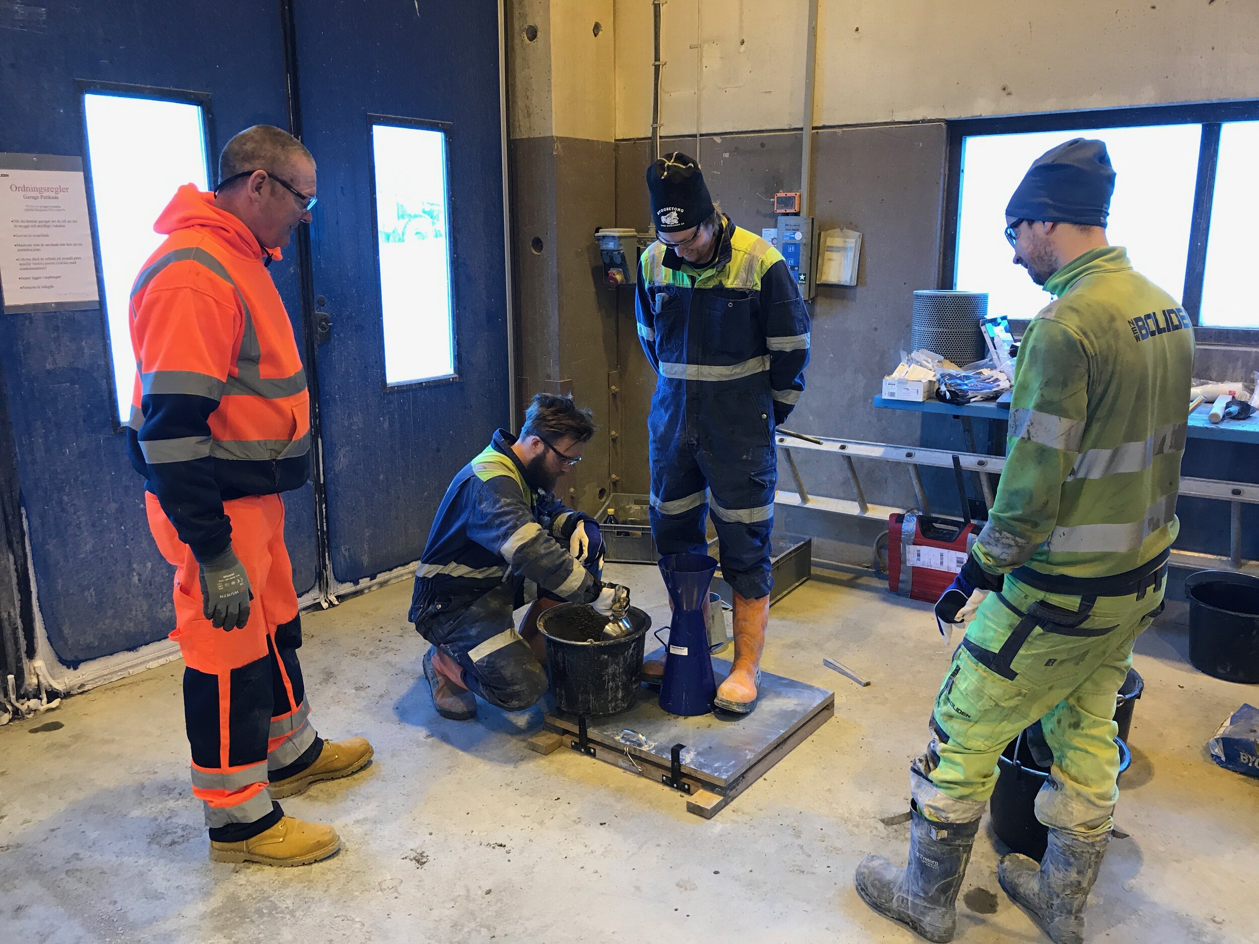 Sättmåtts-prov på sprutbetongskursen