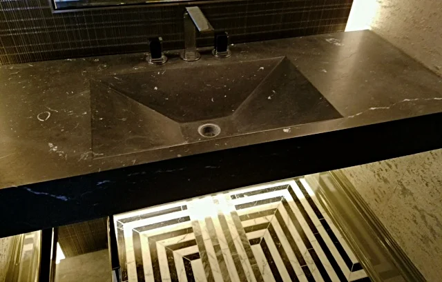 solid stone sink and vanity