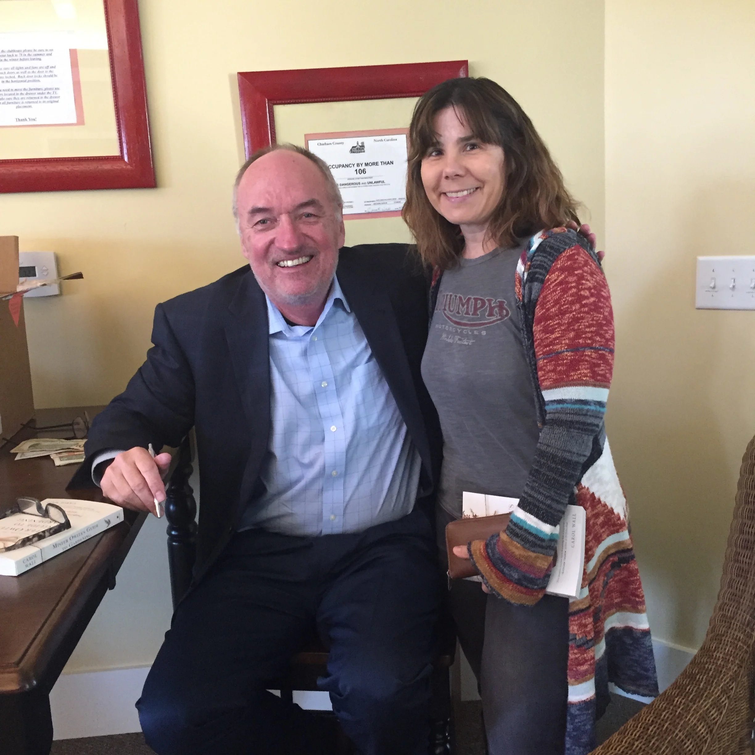 With Dori DeJong at the Day and Evening Book Club in Pittsboro NC 1 31 16.jpg