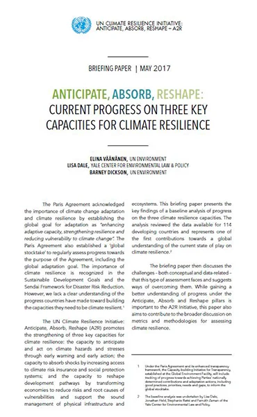 Anticipate, Absorb, Reshape: Current progress on three key capacities for climate resilience