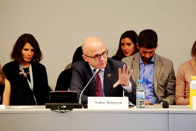 Vidar Helgesen, Minister of Climate and Environment of Norway announcing a new 400-million fund with Unilever