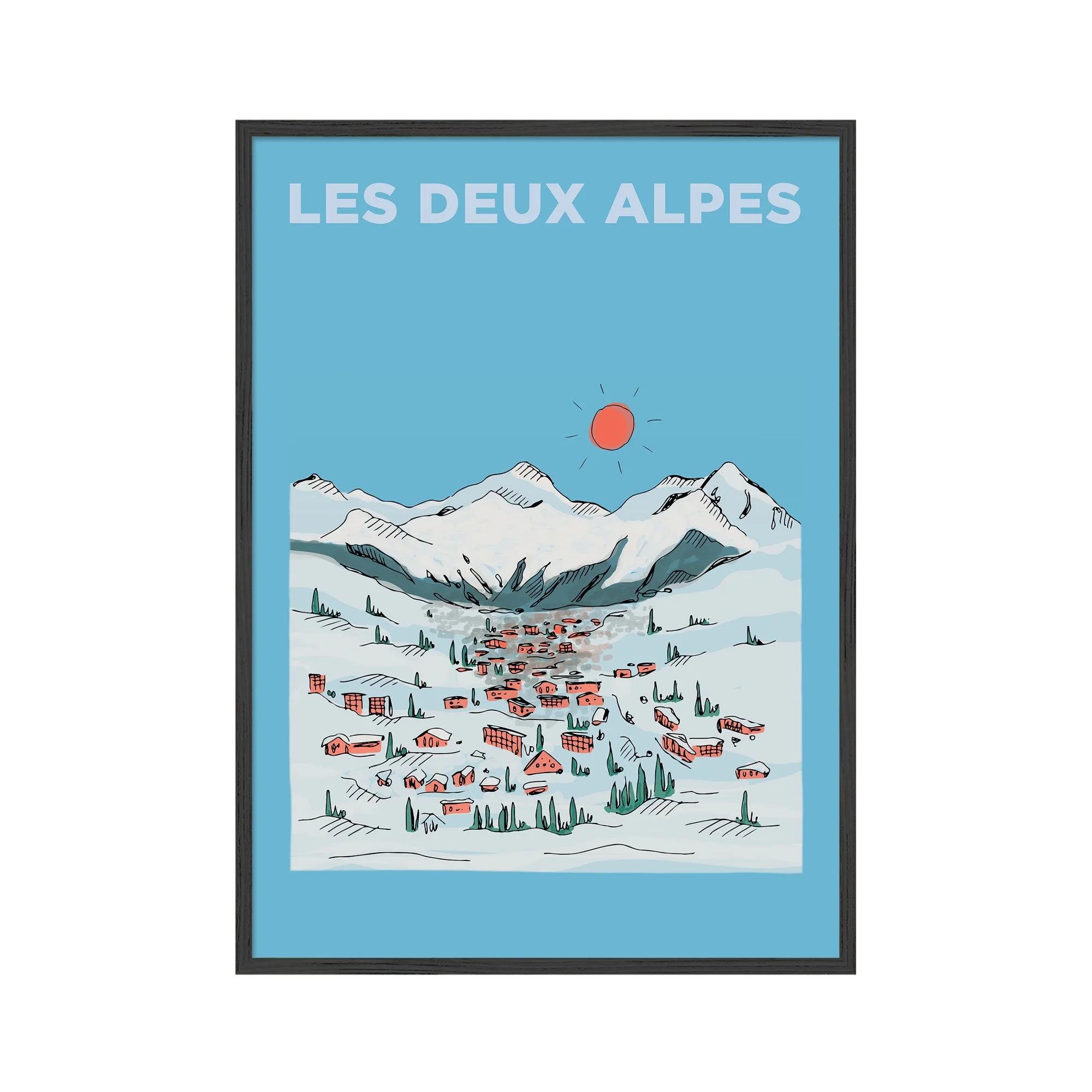 Les Deux Alpes Art Print | Winter Escapes Ski Resort Illustration