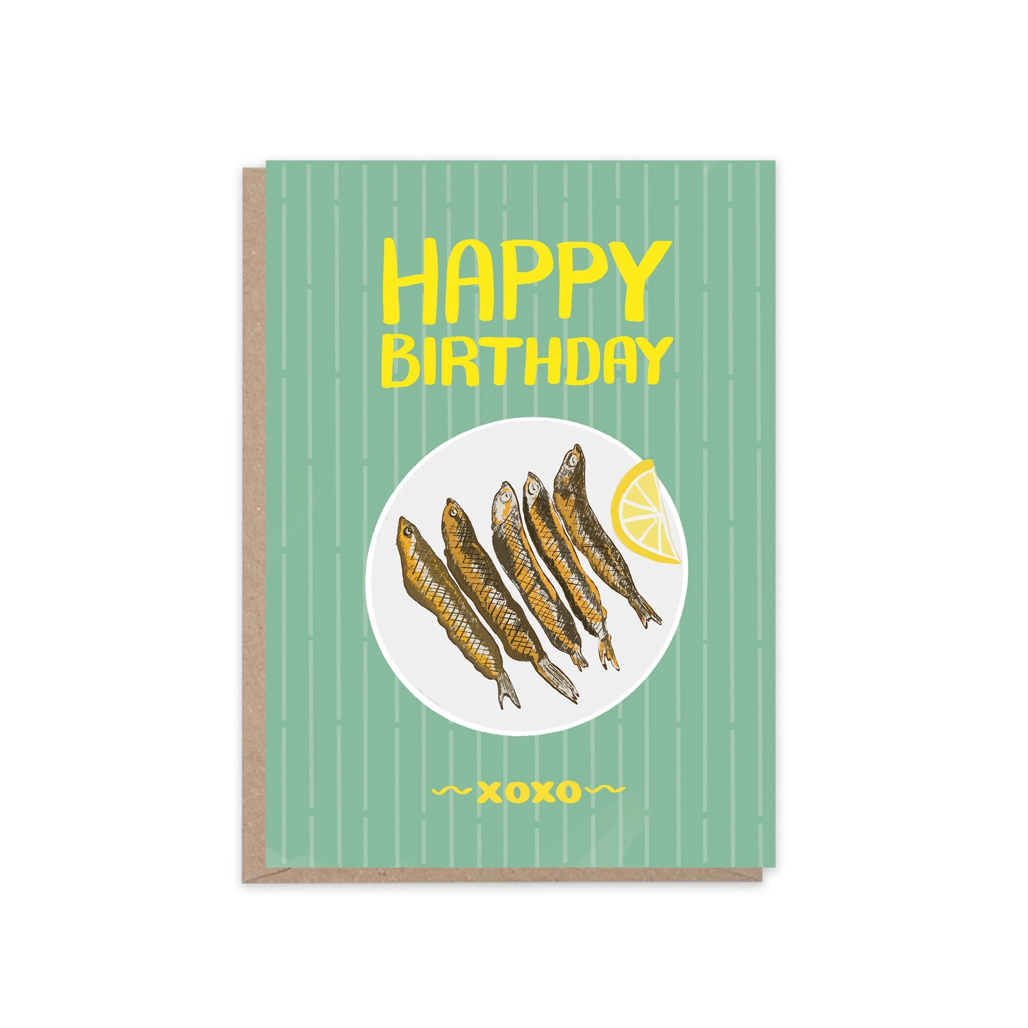 Anchovies Birthday Card | Seafood Illustration Greeting Card