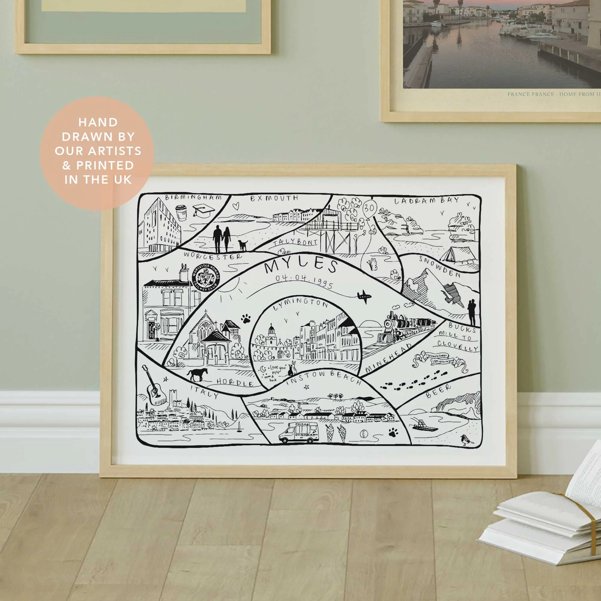 Bespoke Milestone Birthday Map Illustration