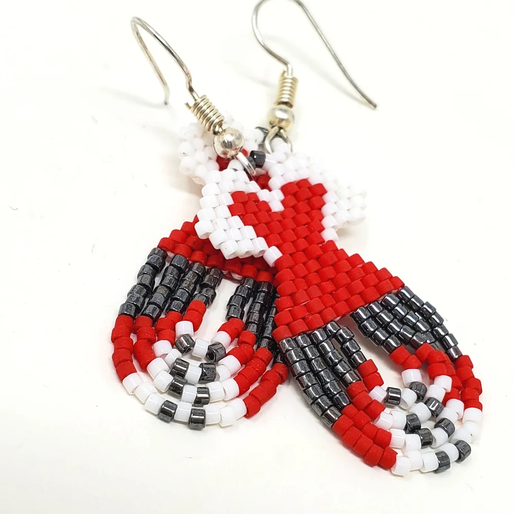 Beaded Dress Earrings - Red  Singing Horse Trading Post