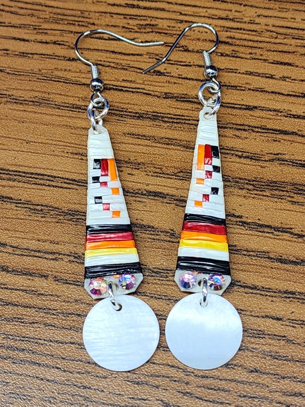 Porcupine Quill Earrings White with White Shells — Singing Horse
