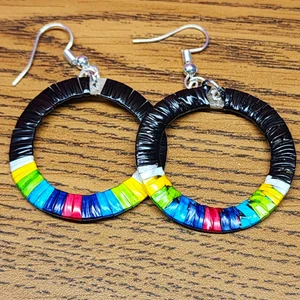 Porcupine Quill Earrings Black Hoops — Singing Horse Trading Post