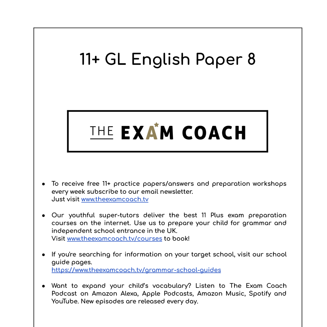 GL English Past Paper