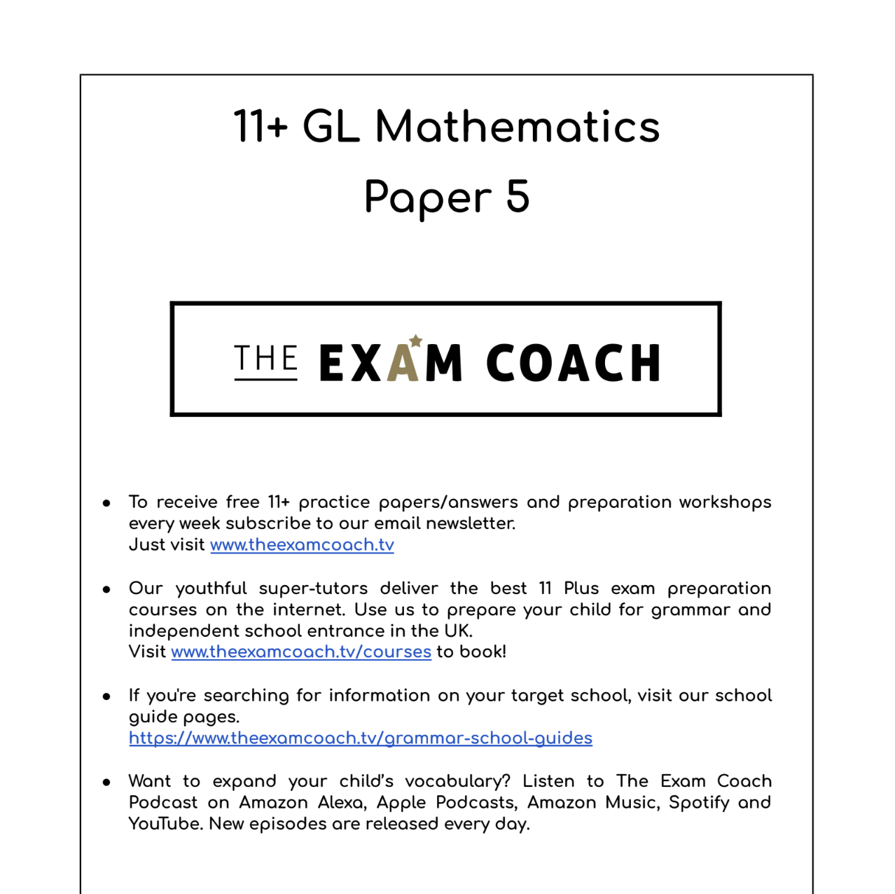 Gl maths  Mock Exam (Copy)