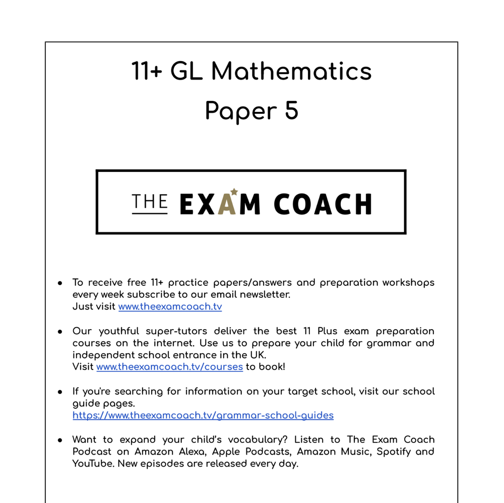 Gl maths  Mock Exam (Copy)