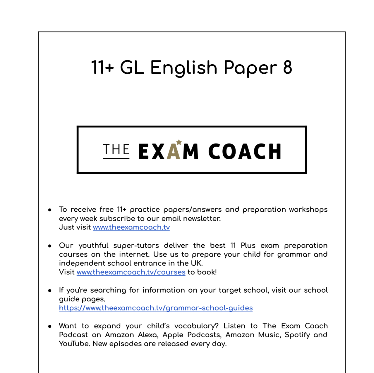 GL English  Mock Exam (Copy)