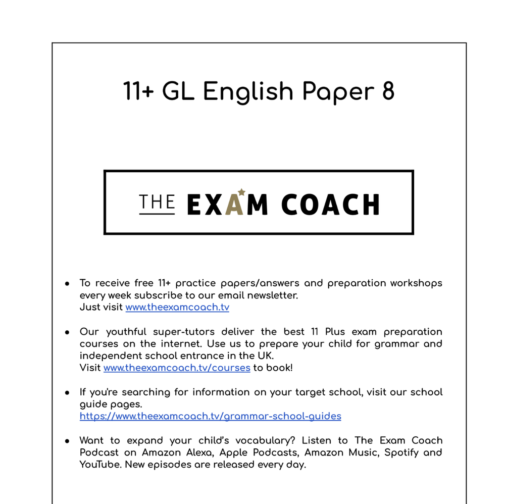 GL English  Mock Exam (Copy)