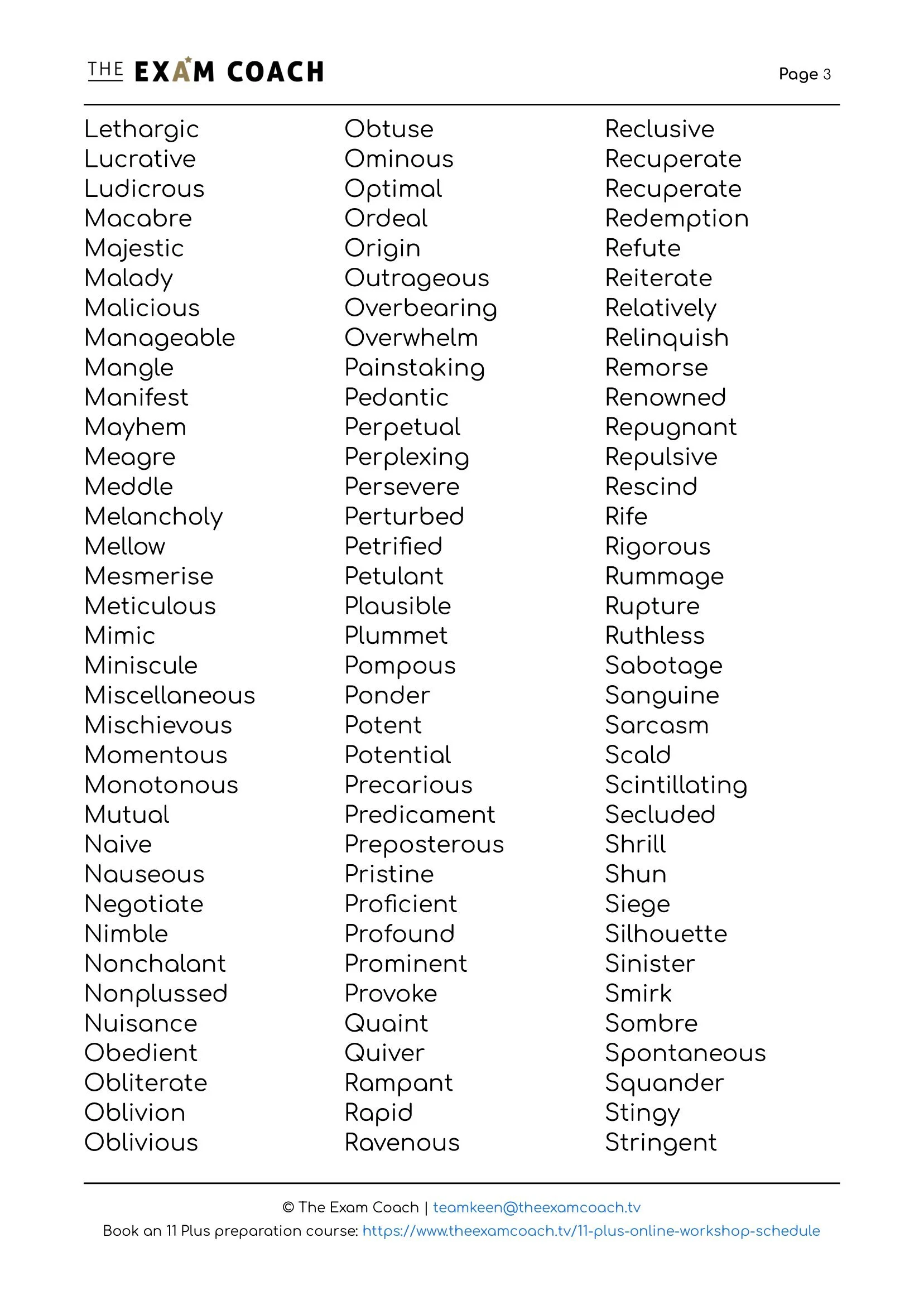 11 Plus (11+) Tricky Vocabulary List 2022 | The Exam Coach