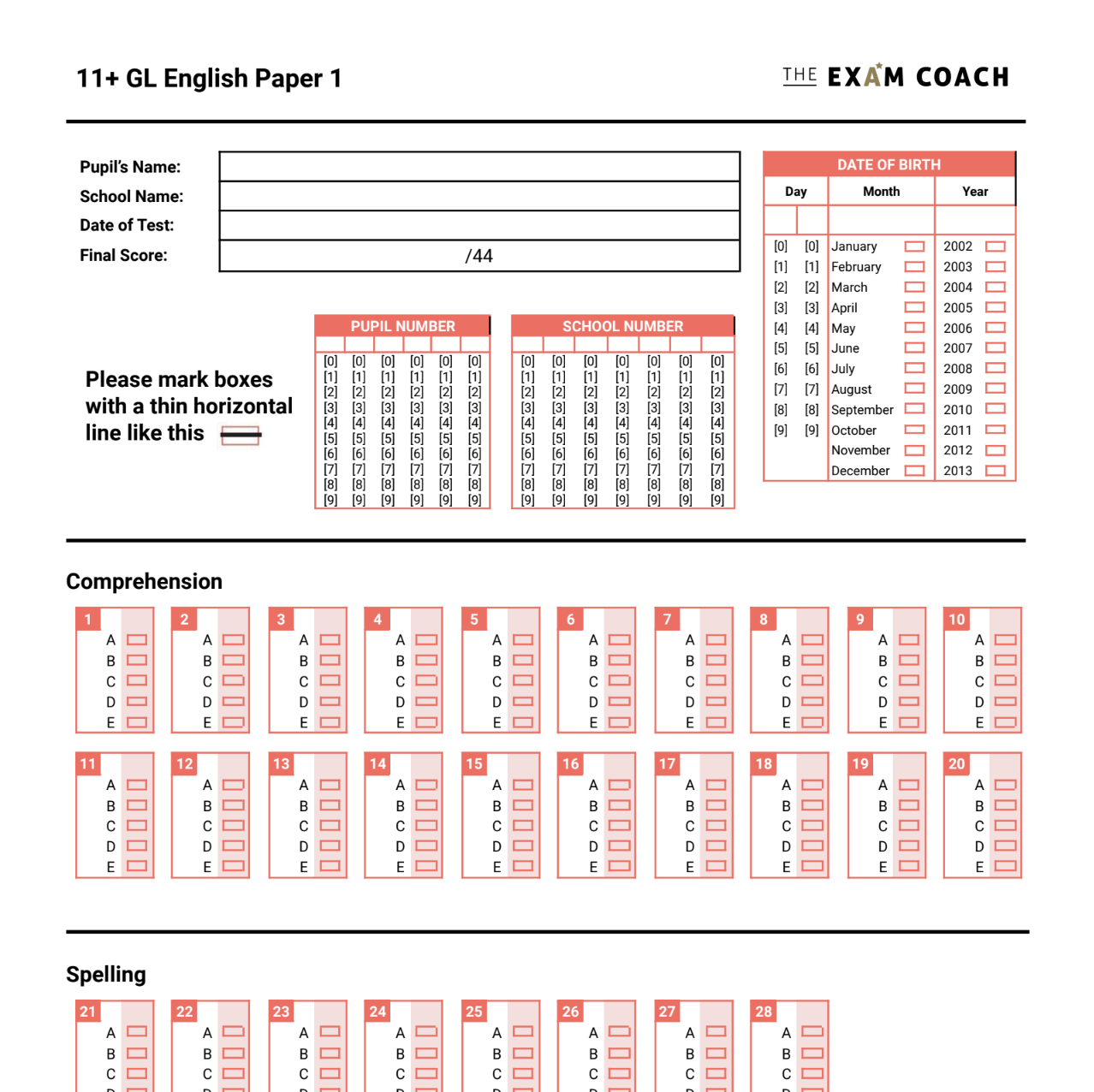 GL English 11+ paper