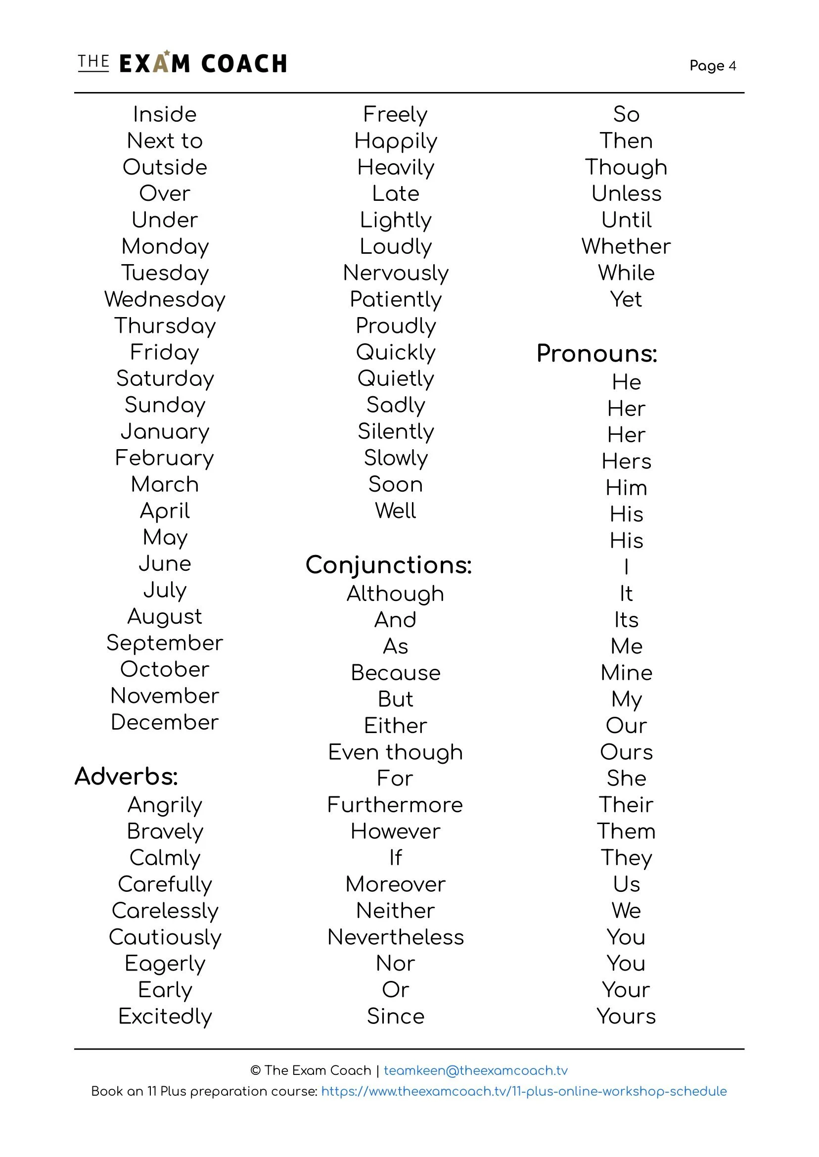 Plus With Word Examples 7 Plus (7+) Tricky Vocabulary List 2025 | The Exam Coach