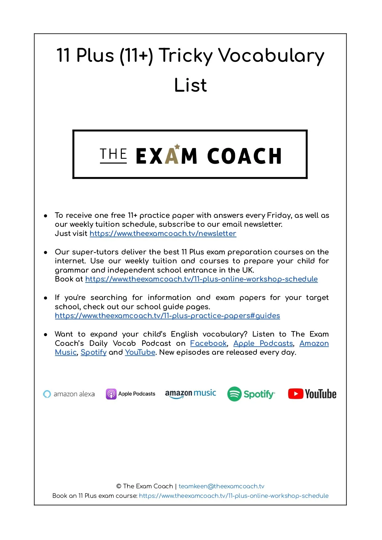 Plus With Word Examples 11 Plus (11+) Tricky Vocabulary List 2022 | The Exam Coach