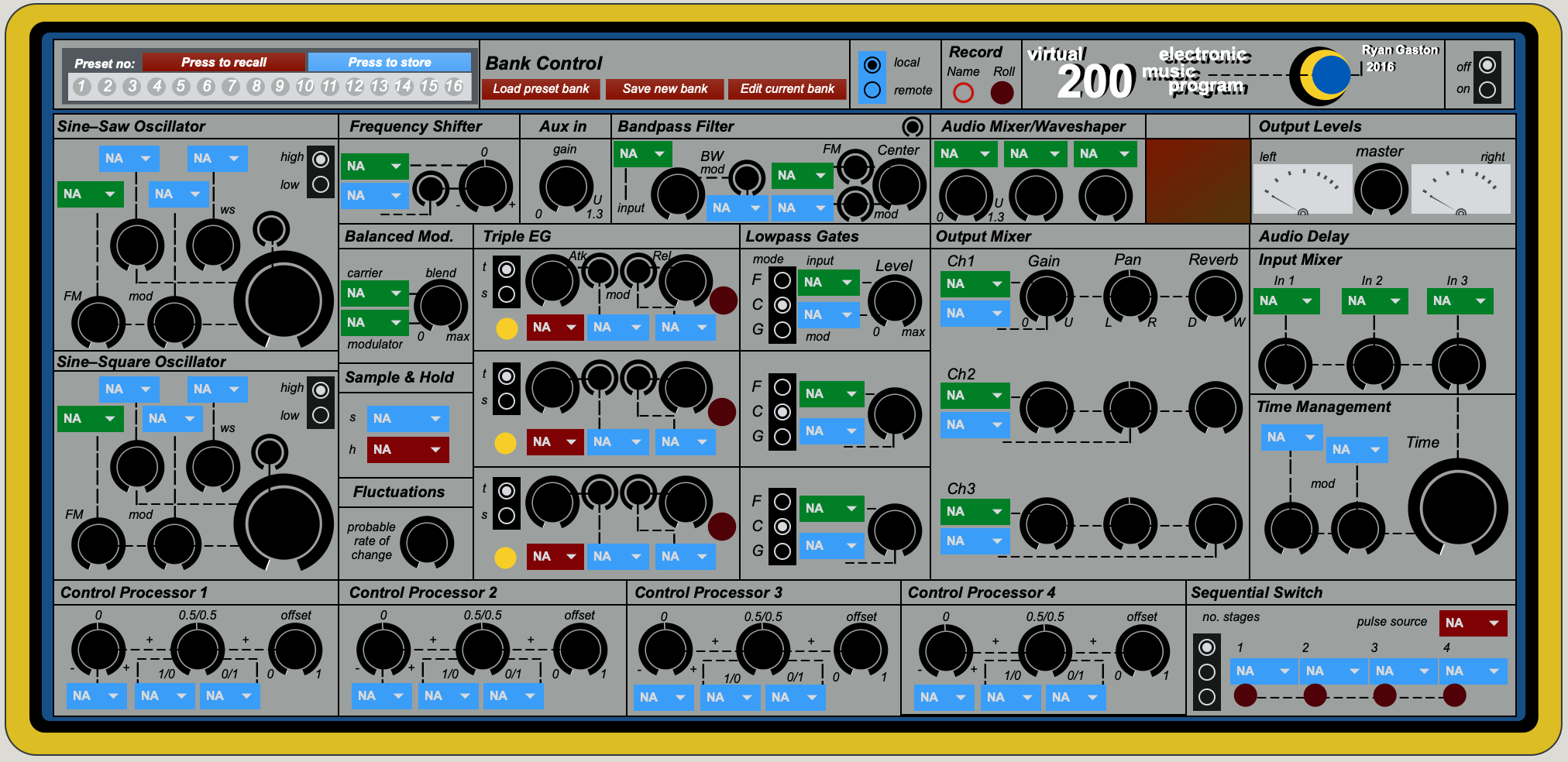 Virtual 200 Reduction—screenshot of a simplified version of the Virtual 200 application, designed by Ryan Gaston.