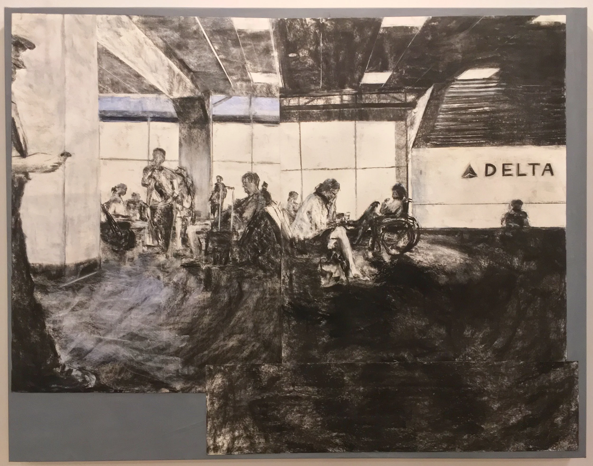 Delta Gate #7 charcoal on paper mounted on canvas 60” x 77” 2018