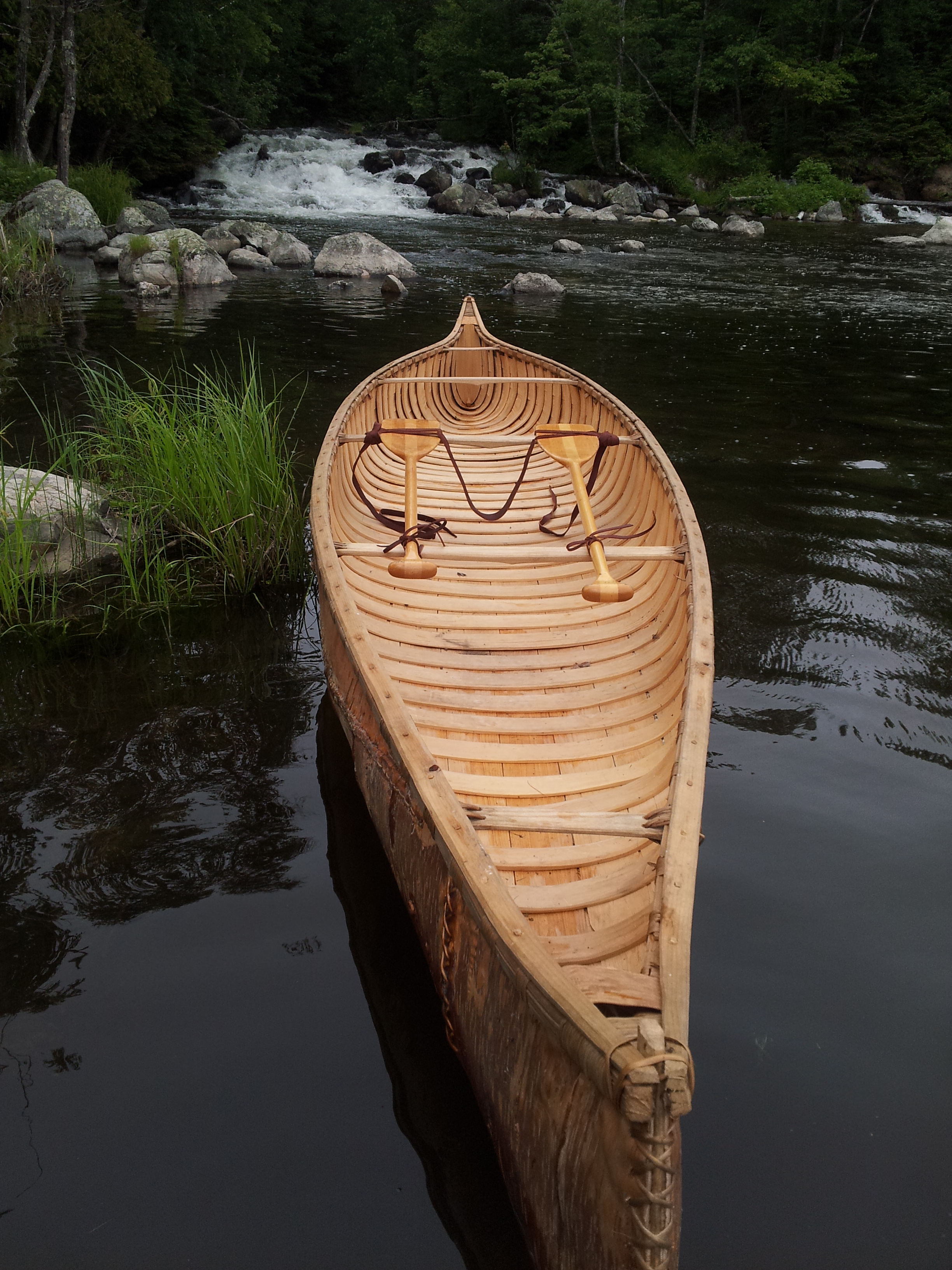Hand crafted Birch Bark Canoe with tump line carry system.