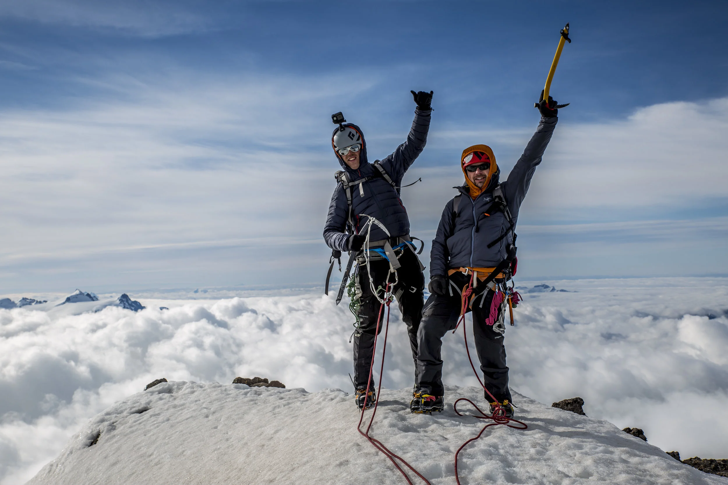 Brent left, Clayton right, on our practice climb up Mt Garibaldi in Squamish BC.