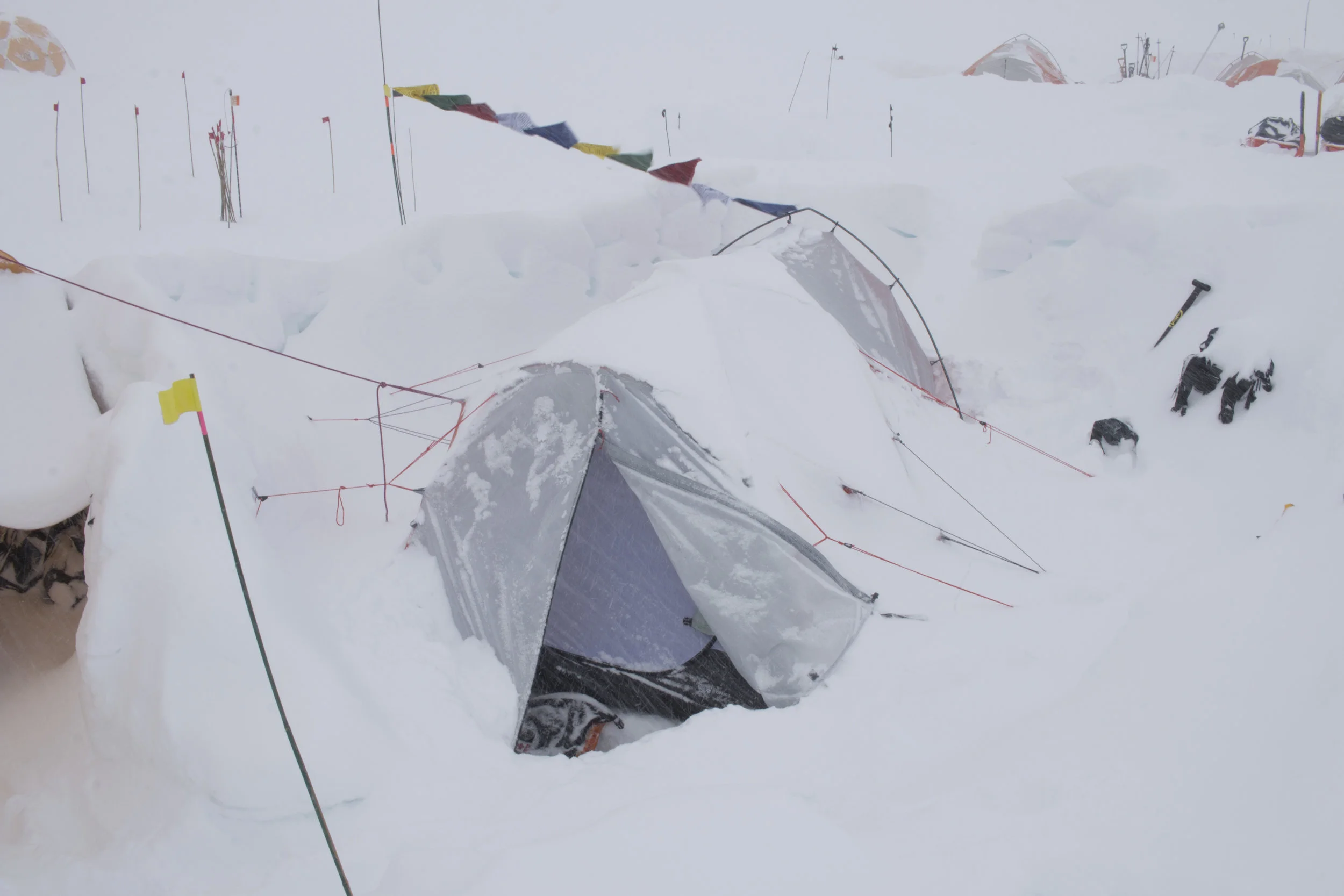 Camp 3 @ 14,200' after a heavy snowfall.