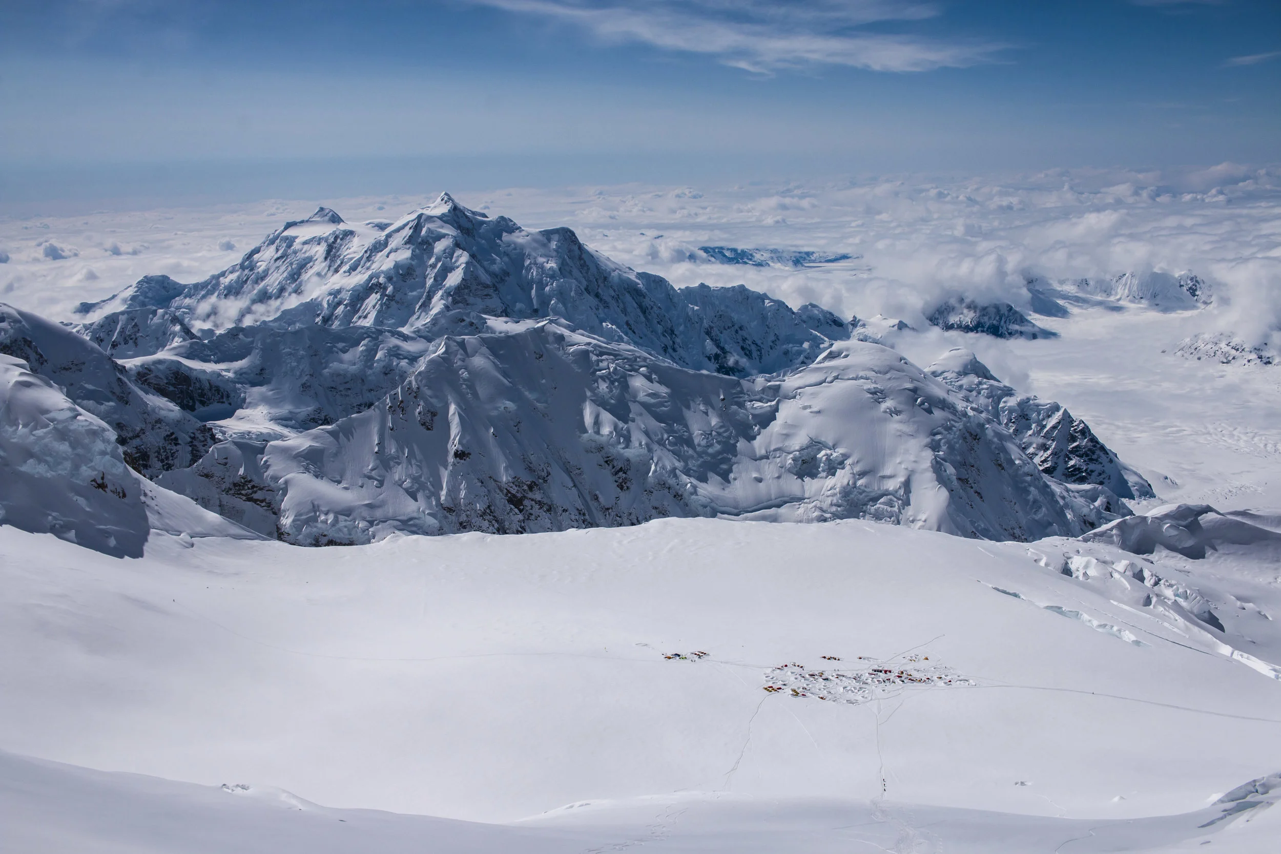 Looking down at camp 3.