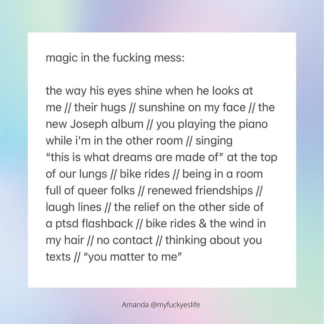 always seeking the magic in the mess, especially when it feels fucking impossible 👽💫

(which, lately, it seems, most of us are going through it, so i have a feeling ya need this reminder as much as i do) 

it&rsquo;s always the little things (that 