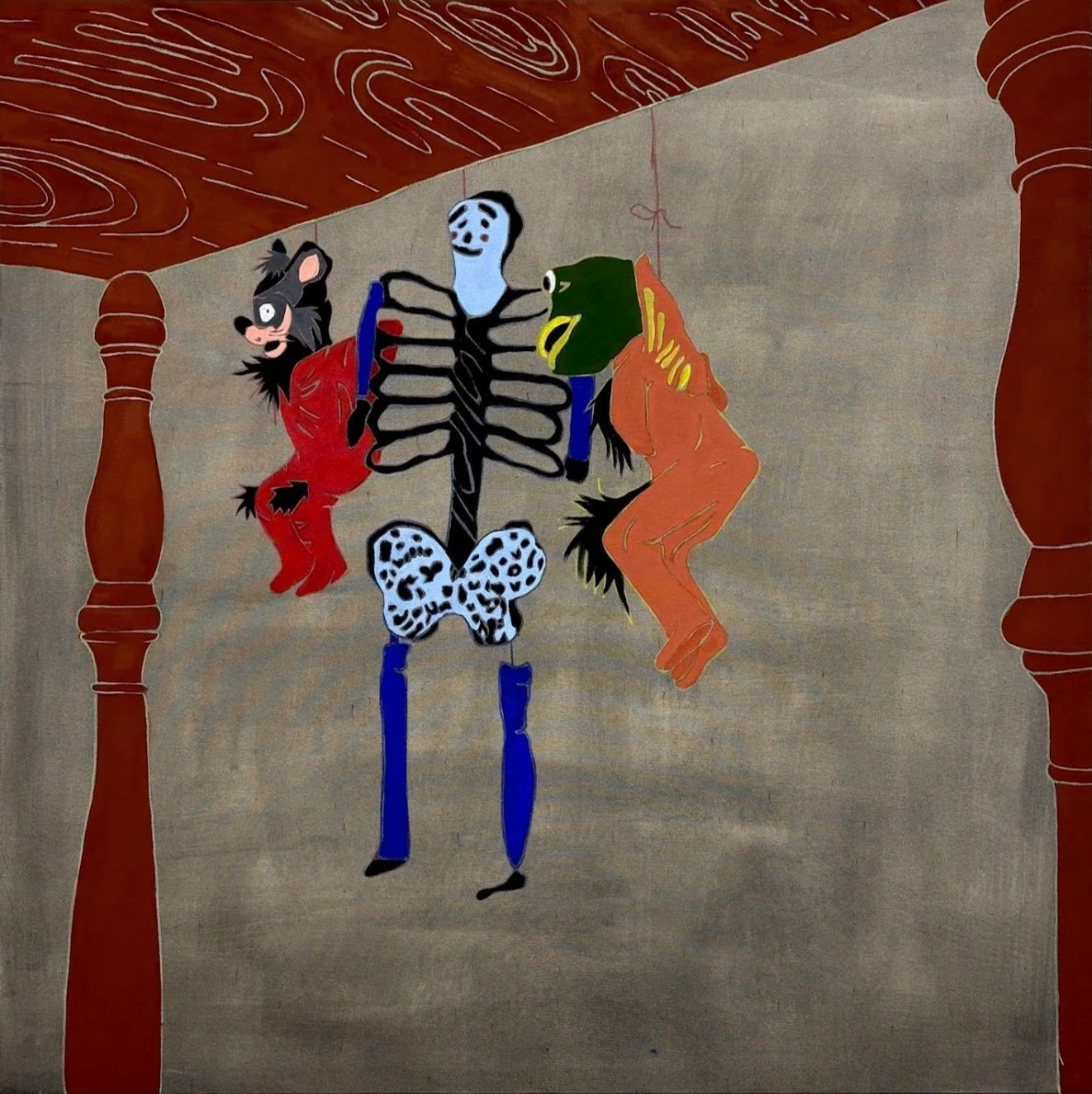 Hangin’ Round, 2025, Acrylic and gouache on canvas, 36x36 in