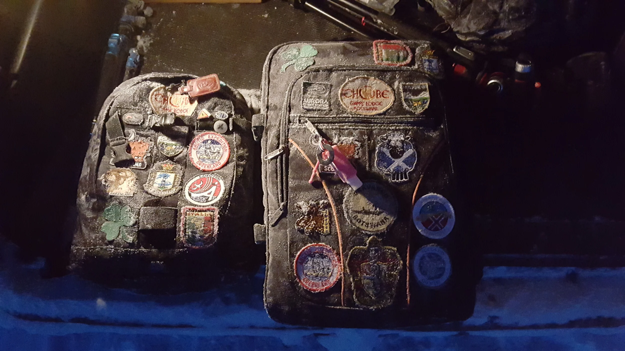 les sacs photos et drone gelés.