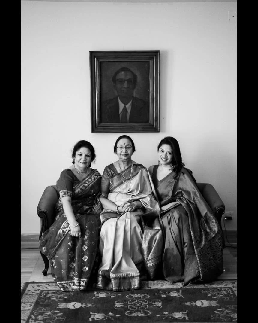 It was Ata Bhai's brainchild, to photograph Moyna, Ma and I together for many years. One beautiful November in 2022, under the photo of Boro Baba, and with his Gramophone, we made it happen under Ata bhai&rsquo;s careful eye. 

How beautiful is our M