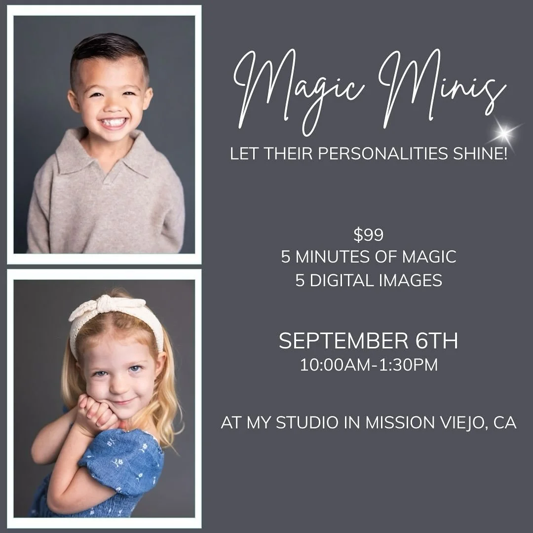 Yay! Another Magic Mini studio session is officially on the calendar!

If you want timeless portraits that capture your child exactly as they are &ndash; sassy, sweet, silly, or even a little serious &ndash; this is it.

No busy backdrops. No distrac