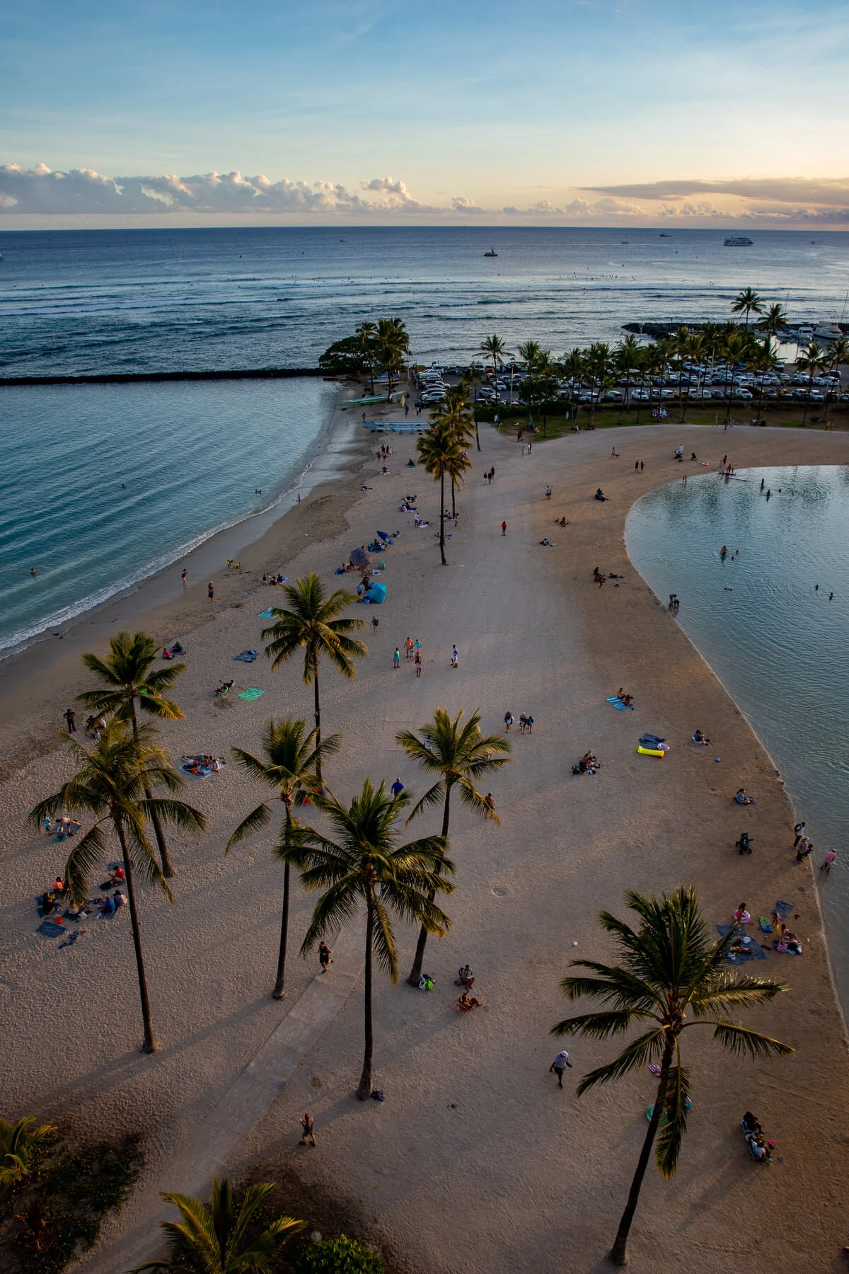Dusk on Waikiki Beach, Honolulu, Hawaii
